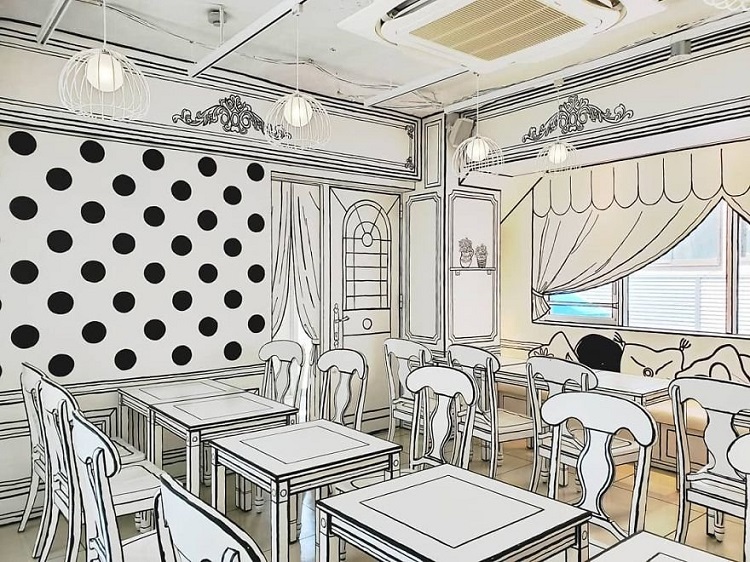 Cafe dengan desain interior 2D, Sumber : core77.com