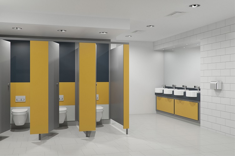 Aksesoris pada area cubicle toilet, Sumber: toiletcubiclesonline.co.uk