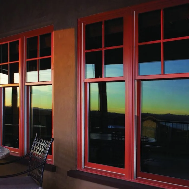 Kusen pintu aluminium dengan warna merah