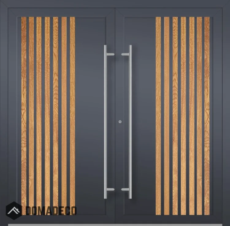 Model kusen dan pintu aluminium dengan garis vertikal