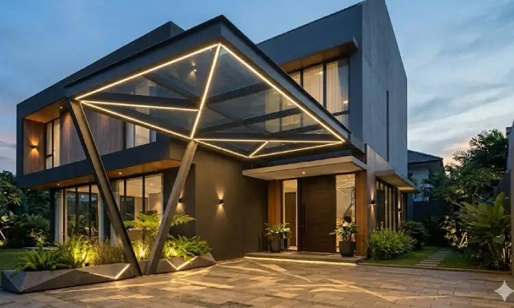 Desain kanopi dengan lampu LED, Sumber: AI