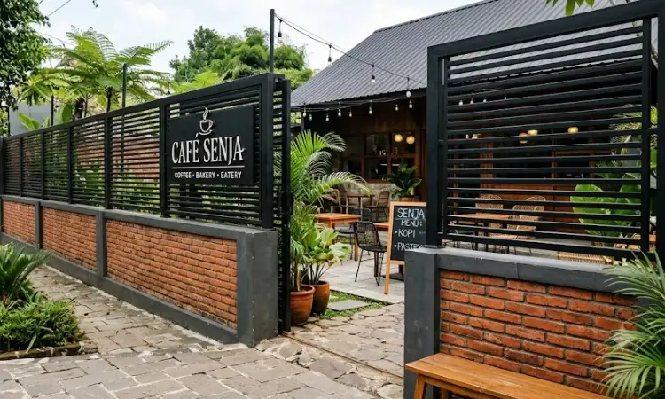 Pagar Bata Merah Expose Setengah Dinding & Slat Besi, Sumber: AI